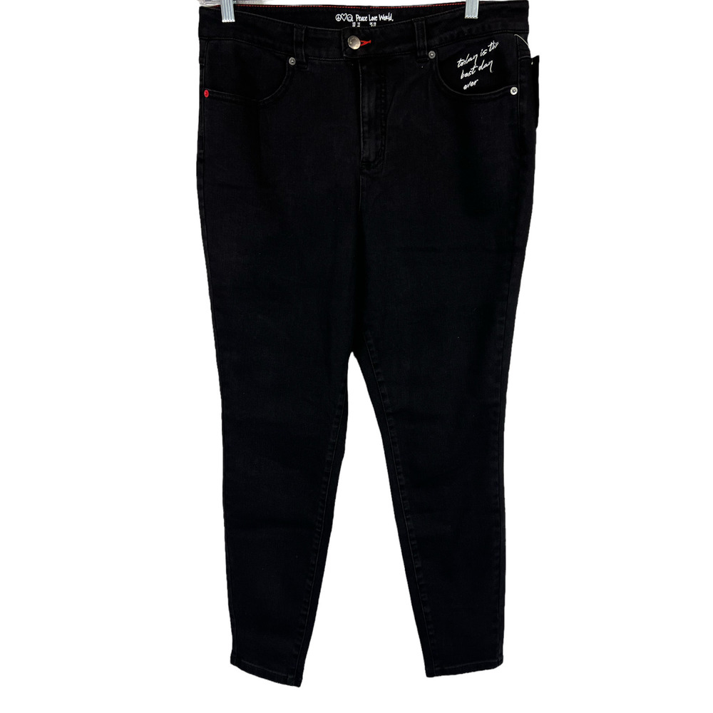 Peace Love World Women's Pull-on Regular 5-Pocket Jeggings Black Wash 4 Size